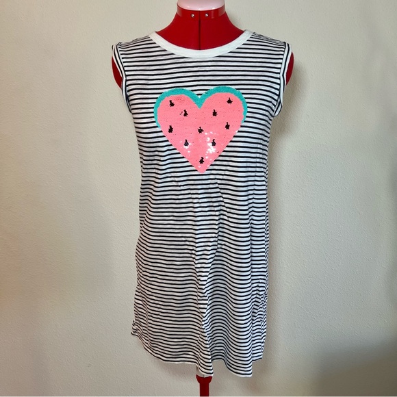 Gap Kids Black White Stripped Dress with Reversible Sequins Size XL - Picture 1 of 6